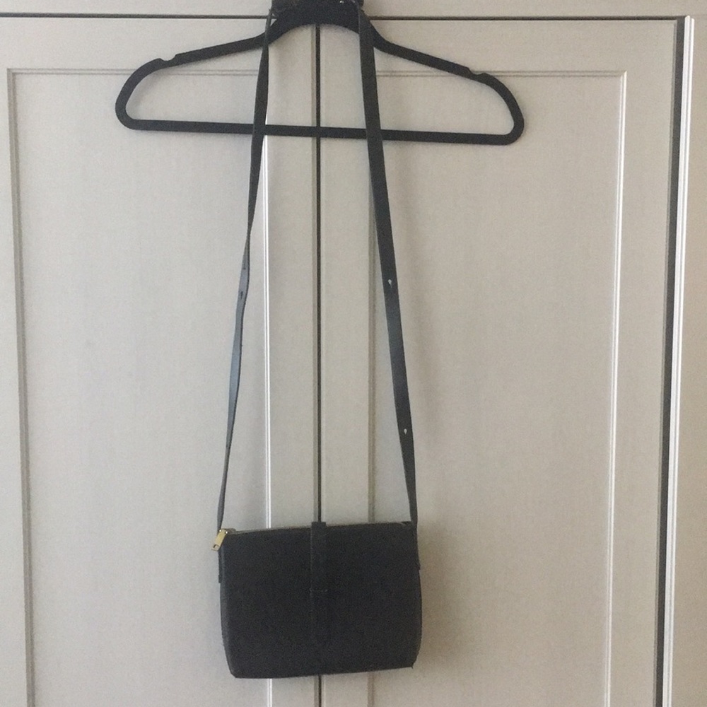 J. Crew Black leather cross-body bag